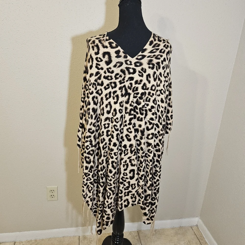 Chico's Animal Print Knit Poncho - Picture 6 of 7